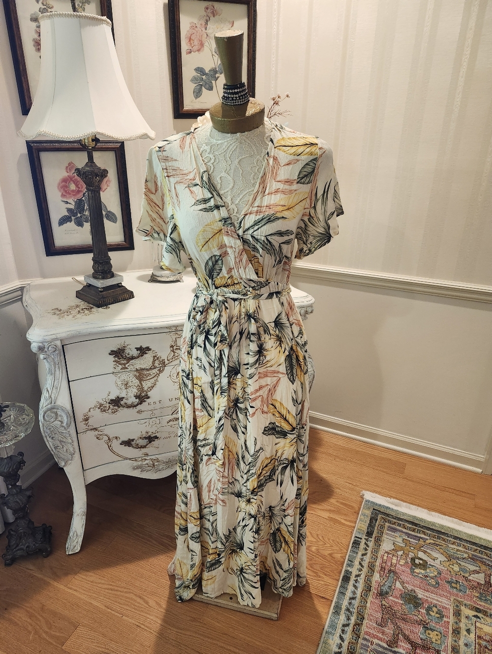Summer Fashion Magazine Beach Derby Day Tropical Floral Maxi Dress S